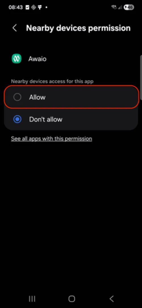 Allow Nearby devices access