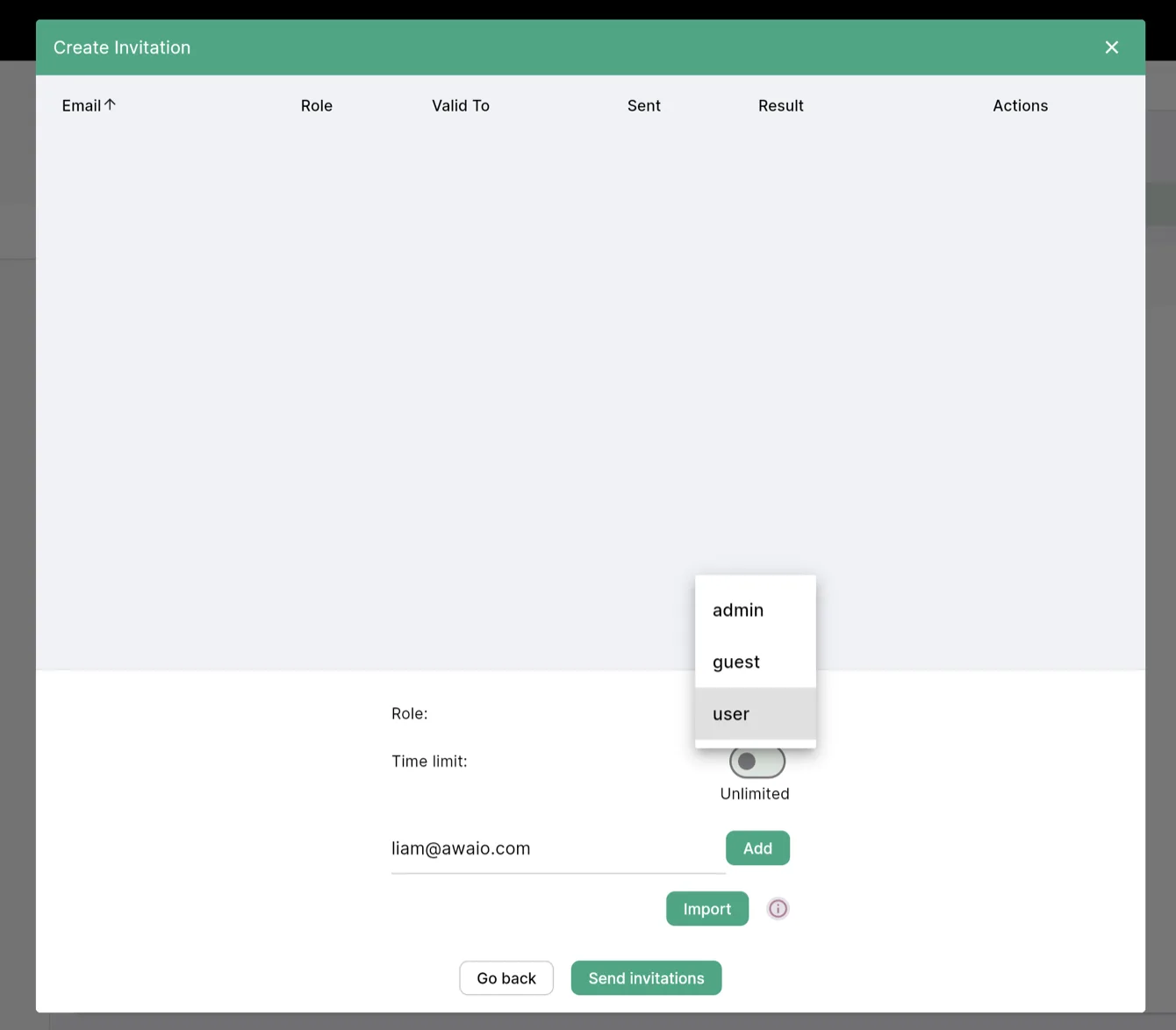 Single invitation form