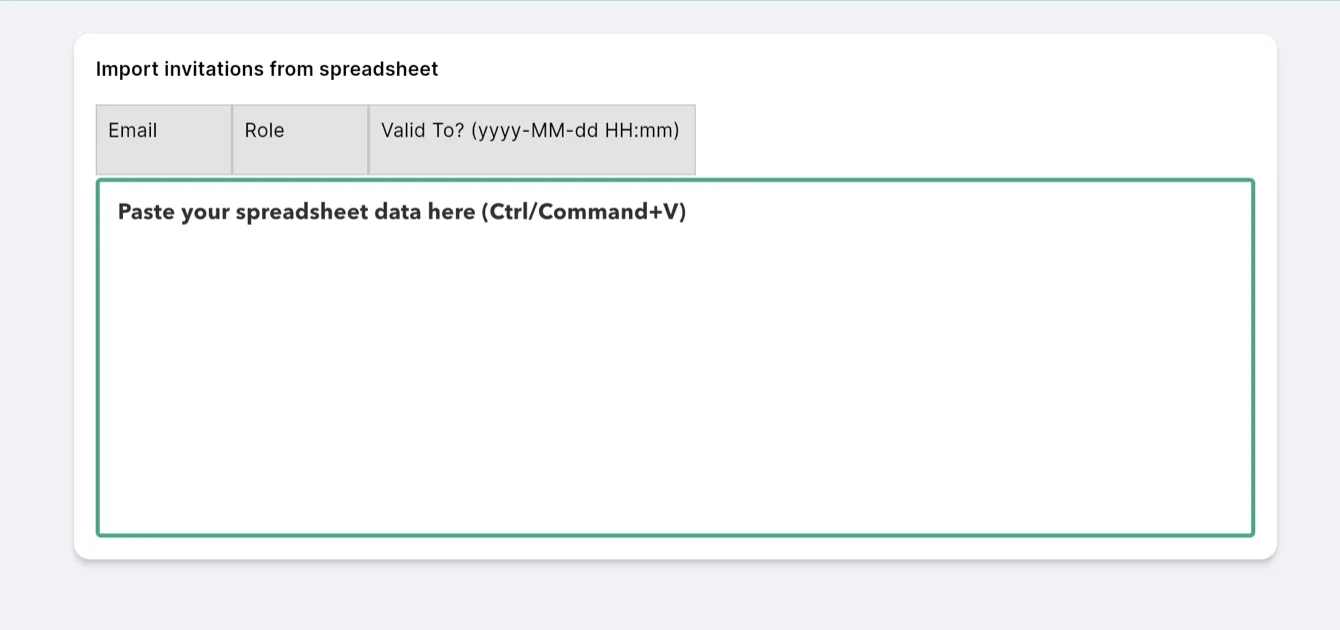 Paste spreadsheet data into the import field