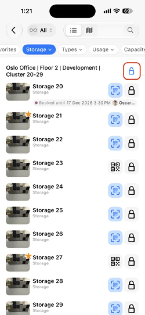 Find the cluster and tap the blue lock icon