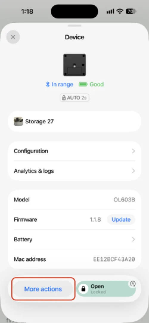 Tap More actions on the device details screen
