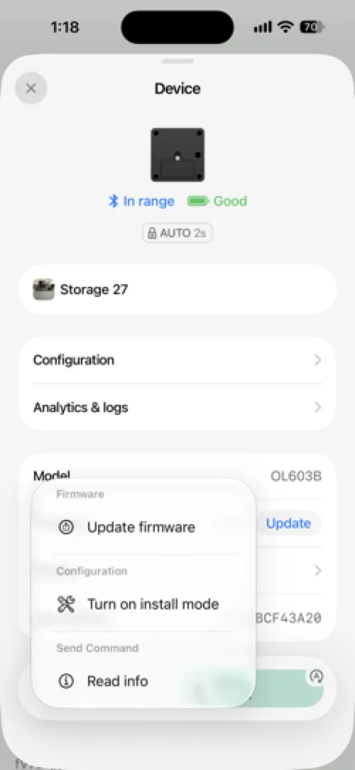Tap Turn on install mode