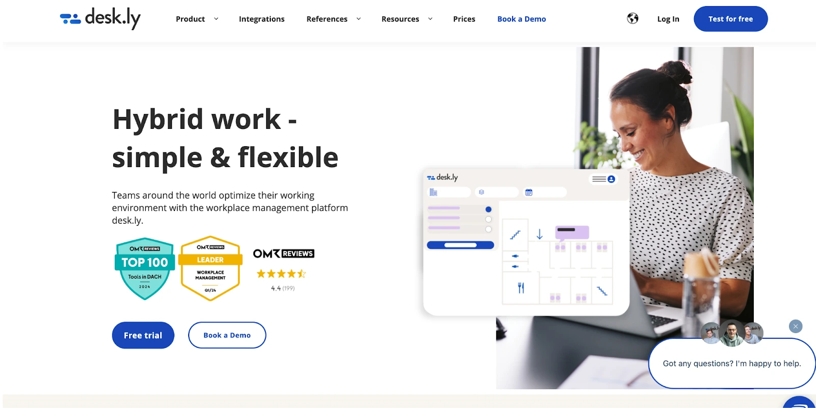 An image of Deskly's homepage