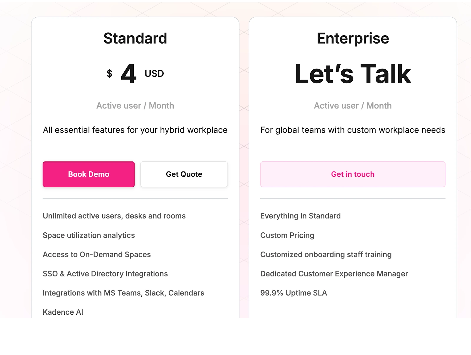 An image of Kadence's pricing.