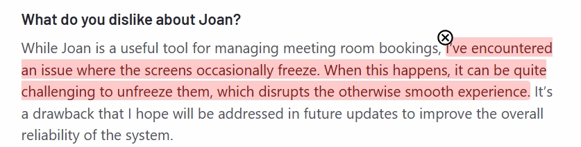 what do you dislike about joan