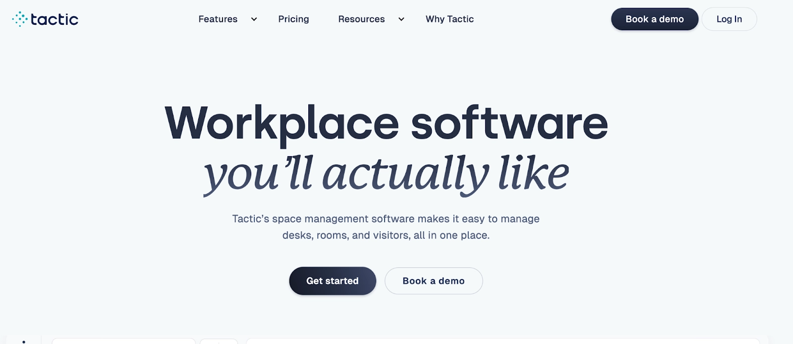 An image of Tactic's homepage